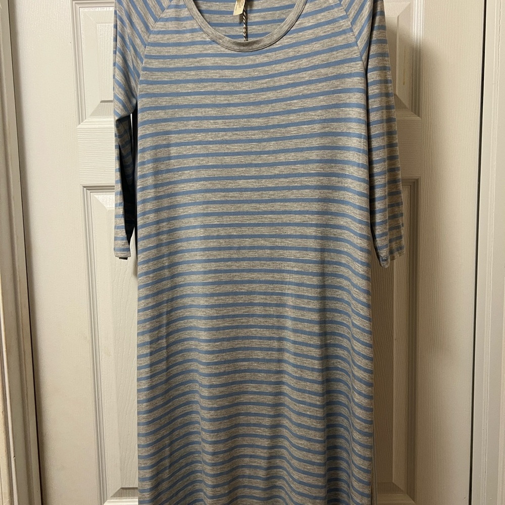 Matilda Jane Striped Long Sleeve Dress in Blue and Gray